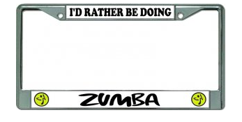 Id Rather Be Geocaching Chrome License Plate Frame 